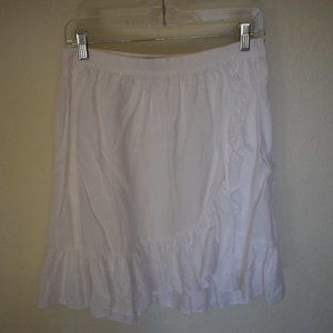 J Crew White Linen Wrap-Style Mini Skirt with Ruffle - Size 4